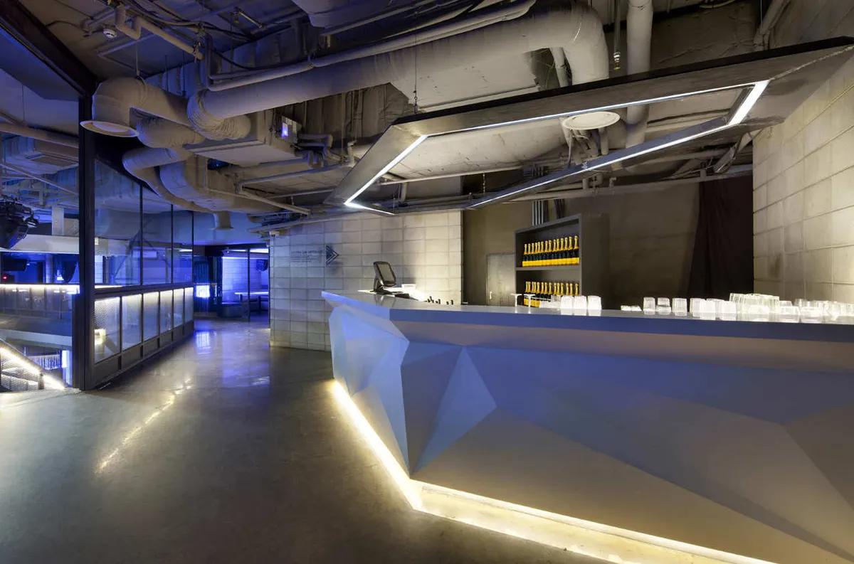 Club Octagon interior with octagonal design and LED lighting